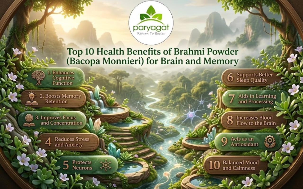 Image shown Top 10 Health Benefits of Brahmi Powder (Bacopa Monnieri) for Brain and Memory