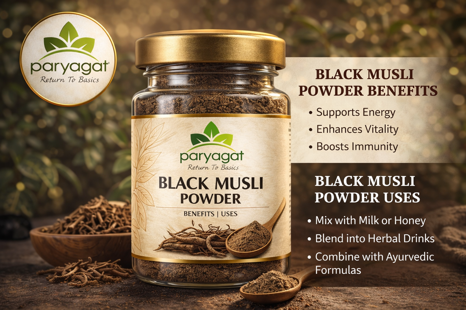 Image shown How to Use Black Musli Powder Daily for Energy, Vitality and Overall Wellness 