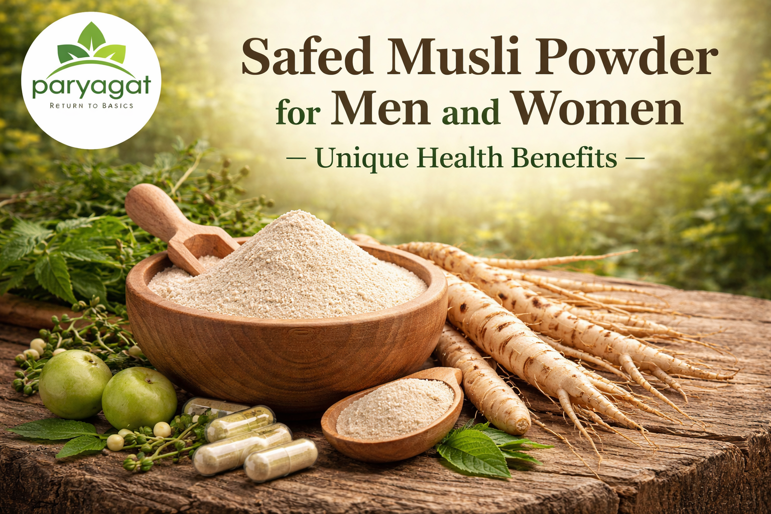 Image shown Safed Musli Powder for Men and Women: Complete Health Benefits Guide.