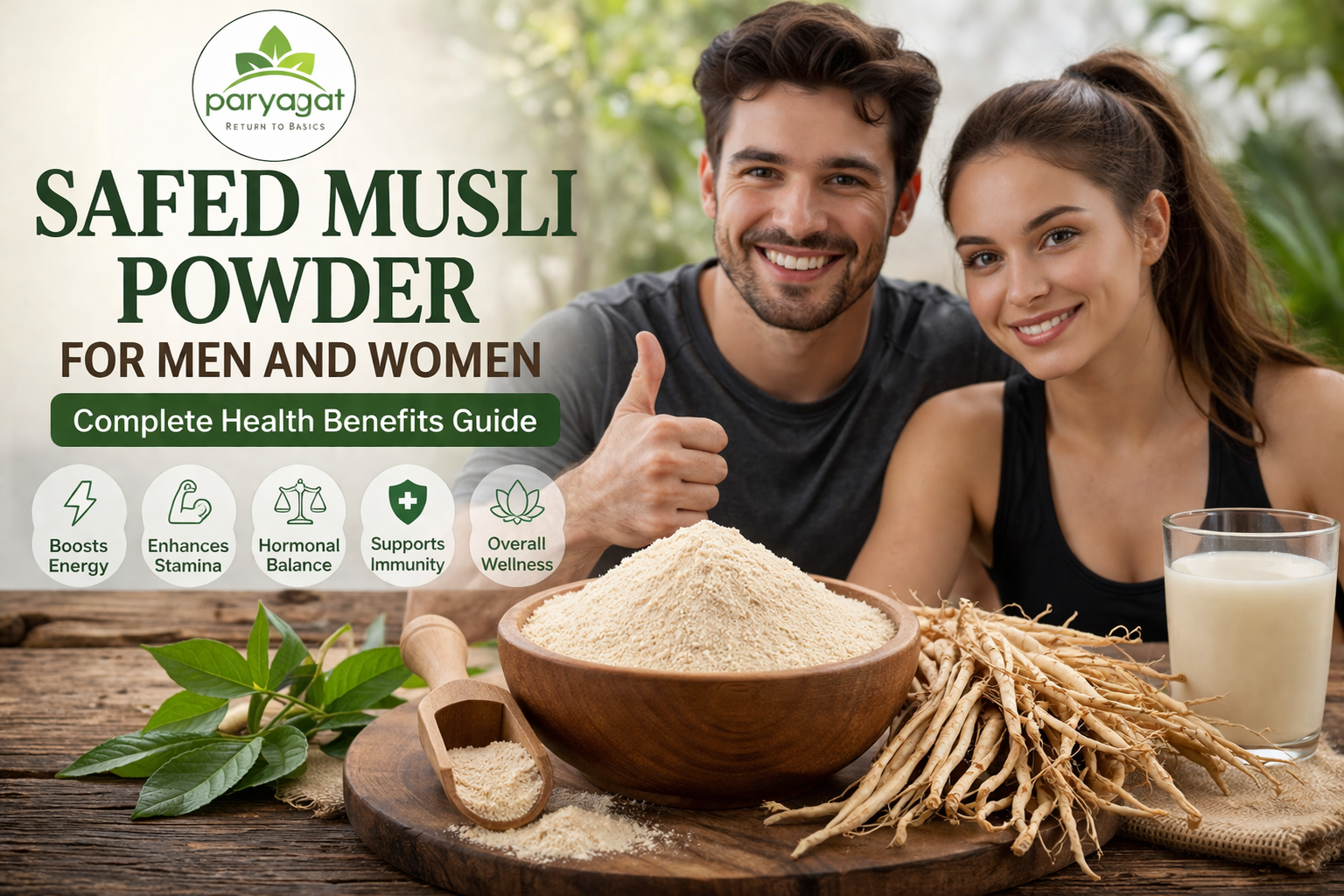 Image shown Safed Musli Powder for Men and Women: Complete Health Benefits Guide.