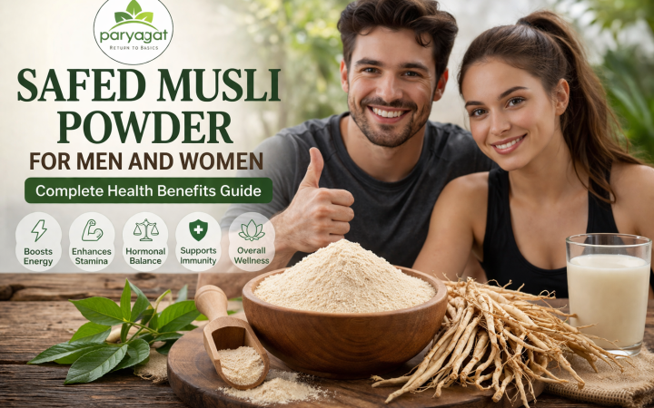 Image shown Safed Musli Powder for Men and Women: Complete Health Benefits Guide.
